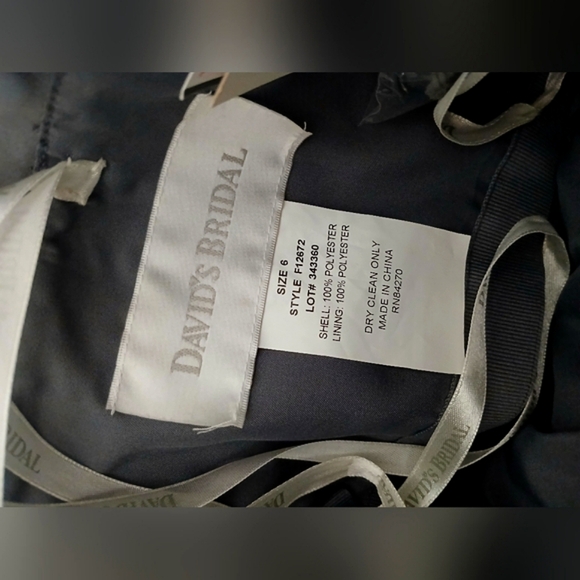 David's Bridal Elegant Smokey Gray Strapless Dress - Picture 8 of 12